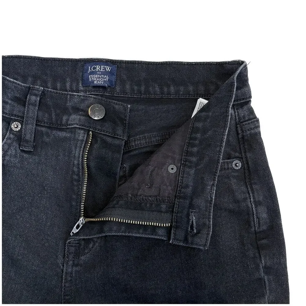 J Crew Black Jeans Women 26P Petite Straight Leg Denim Minimalist